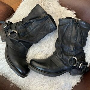 A.S.98 Smyth Moto Mid Calf Boots Black 38